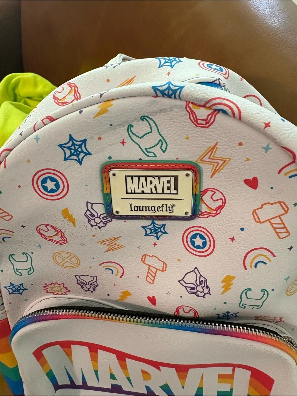 Loungefly White Marvel Rainbow Logo Mini Backpack